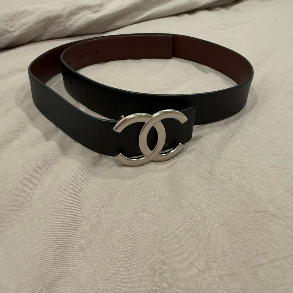 Calfskin CC Reversible Belt 80 32 Black Burgundy